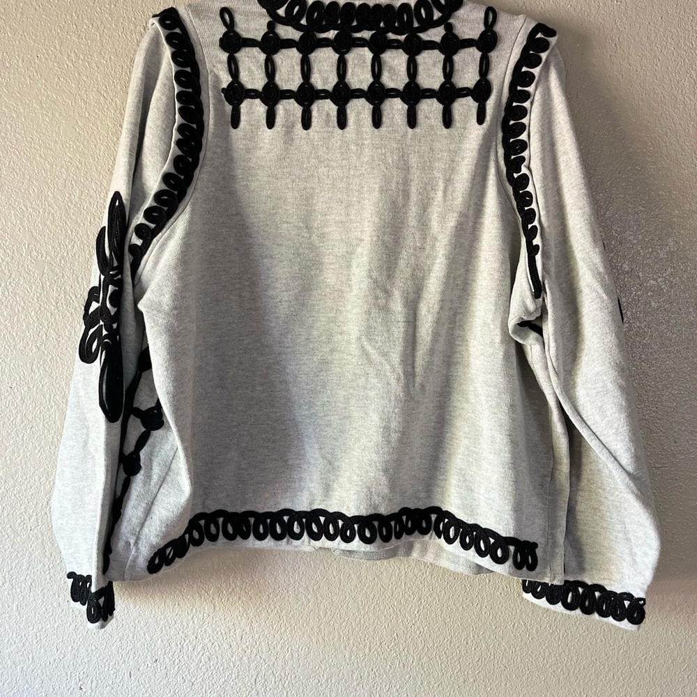 NIC+ZOE Black and White Grid-Embroidered Open Cardigan - Picture 5 of 7